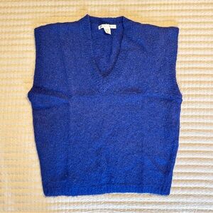 Young Attitudes Vintage Mohair Wool Blend Blue Sweater Vest Size Medium